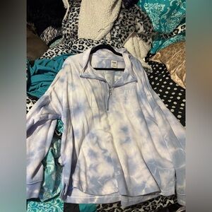 Pink Tie-Dye Quarter-Zip Pullover